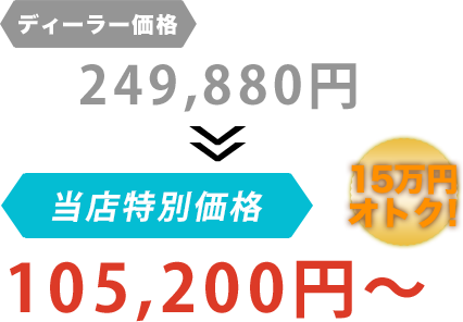 ディーラー価格249,880円がNine Chanceだと105,200円～。15万円もお得！